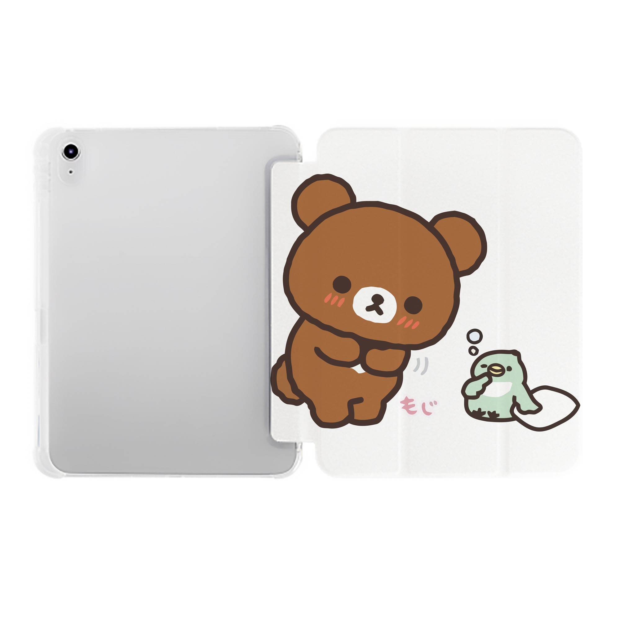 （画像用） リラックマ リラックマ キイロイトリ Rilakkuma Korilakkuma Kiiroitori IPad ケース ペン収納付き 三つ折りスタンド PUレザー×シリコン 対応機種9.5/10.5/10.9インチ